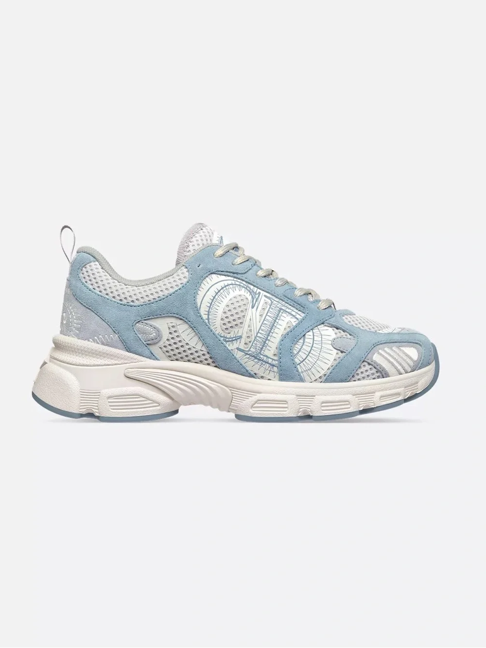 Dior Chrono Sneaker / Gray-Blue Mesh and Suede Calfskin